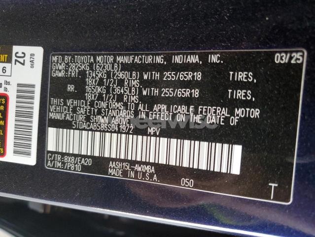 Photo 10 of 2025 TOYOTA GRAND HIGHLANDER LE (VIN 5TDACAB58SS041972)