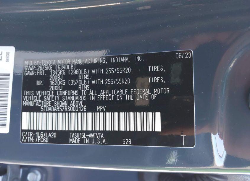 Photo 9 of 2024 Toyota Grand HIGHLANDER HYBRID LIMITED MAX (VIN 5TDADAB57RS000126)