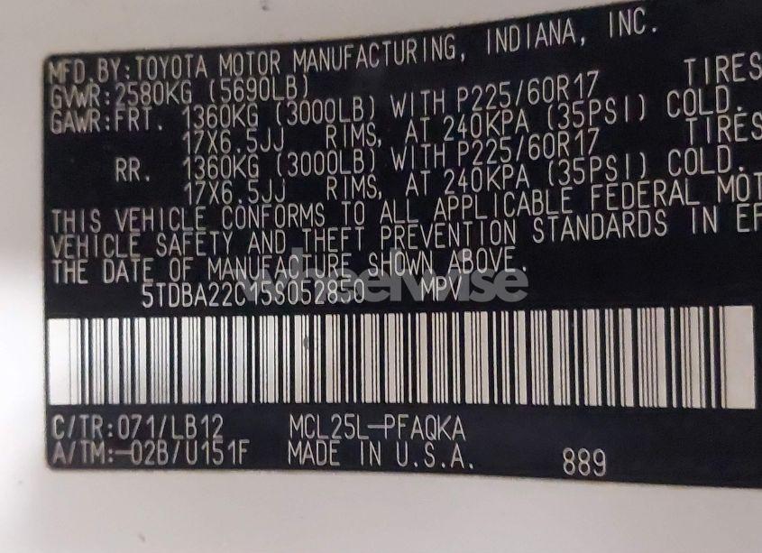 Photo 9 of 2005 Toyota Sienna XLE LIMITED (VIN 5TDBA22C15S052850)