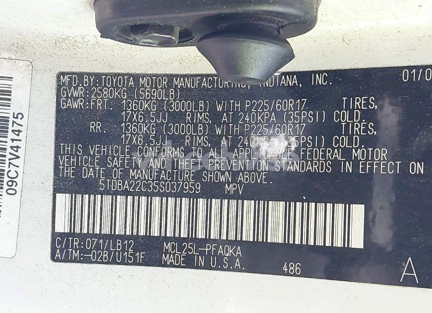 Photo 9 of 2005 Toyota Sienna XLE LIMITED (VIN 5TDBA22C35S037959)
