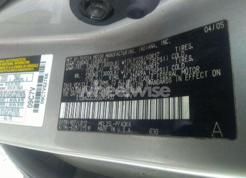 Photo 9 of 2005 Toyota Sienna XLE LIMITED (VIN 5TDBA22C35S045432)