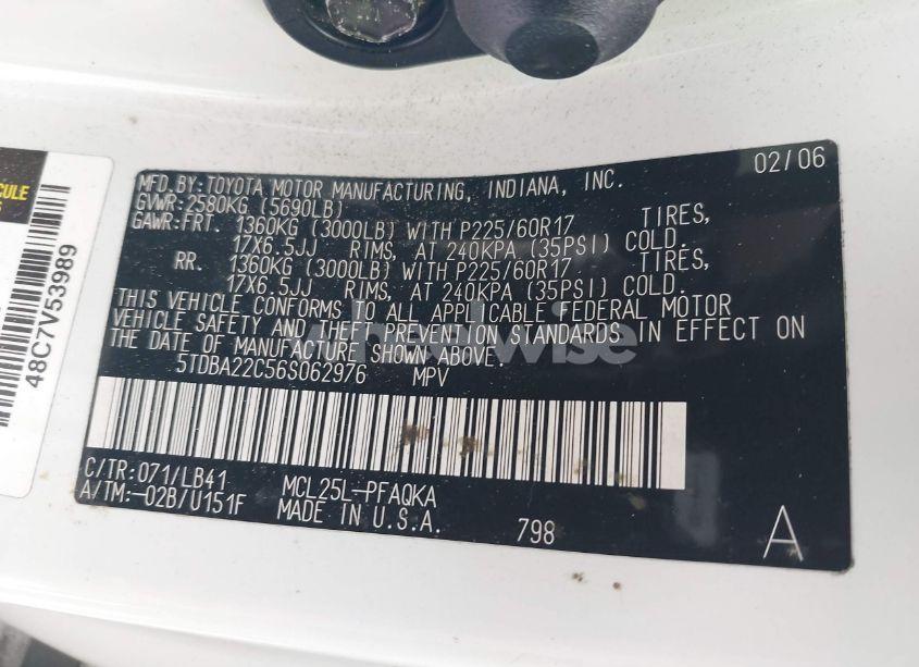 Photo 9 of 2006 Toyota Sienna XLE LIMITED (VIN 5TDBA22C56S062976)