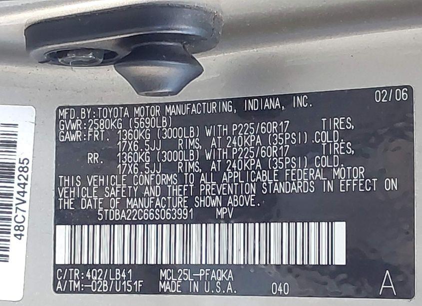 Photo 9 of 2006 Toyota Sienna XLE LIMITED (VIN 5TDBA22C66S063991)