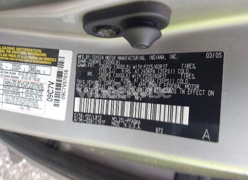 Photo 9 of 2005 Toyota Sienna XLE LIMITED (VIN 5TDBA22C75S043148)