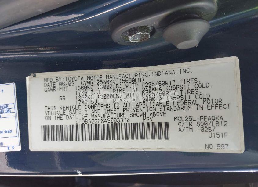 Photo 9 of 2004 Toyota Sienna XLE LIMITED (VIN 5TDBA22C84S003370)