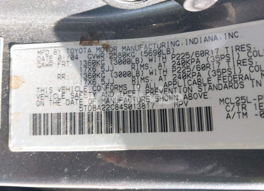 Photo 9 of 2004 Toyota Sienna XLE LIMITED (VIN 5TDBA22C84S013817)