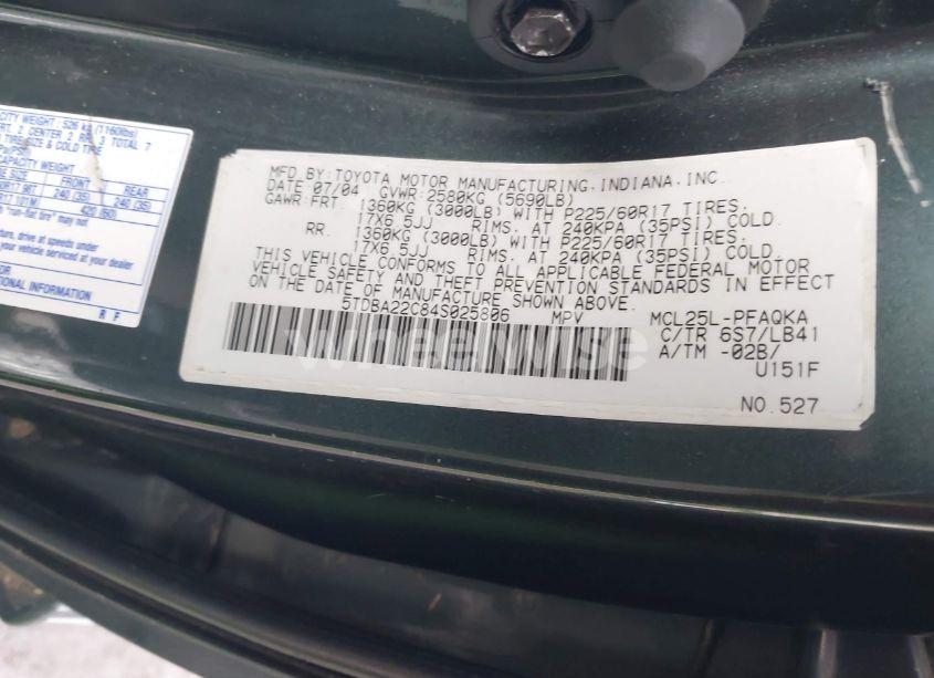 Photo 9 of 2004 Toyota Sienna XLE LIMITED (VIN 5TDBA22C84S025806)