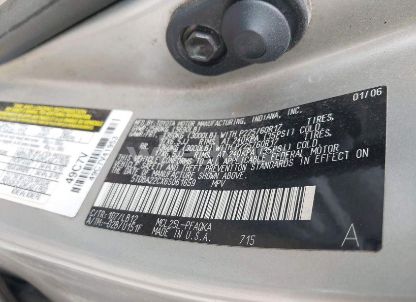 Photo 9 of 2006 Toyota Sienna XLE/XLE LIMITED (VIN 5TDBA22CX6S061659)
