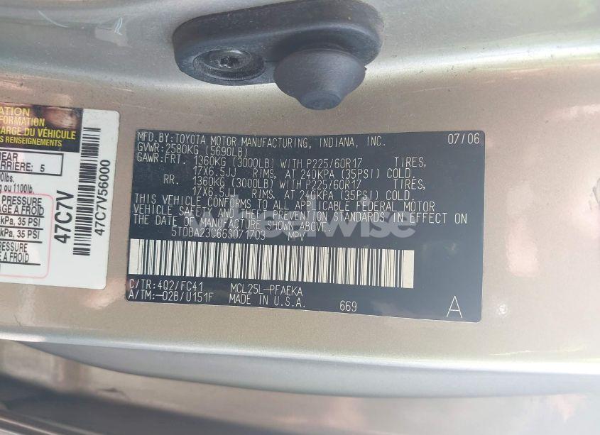 Photo 9 of 2006 Toyota Sienna LE (VIN 5TDBA23C66S071703)