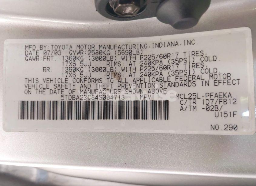 Photo 9 of 2004 Toyota Sienna LE (VIN 5TDBA23C84S004713)