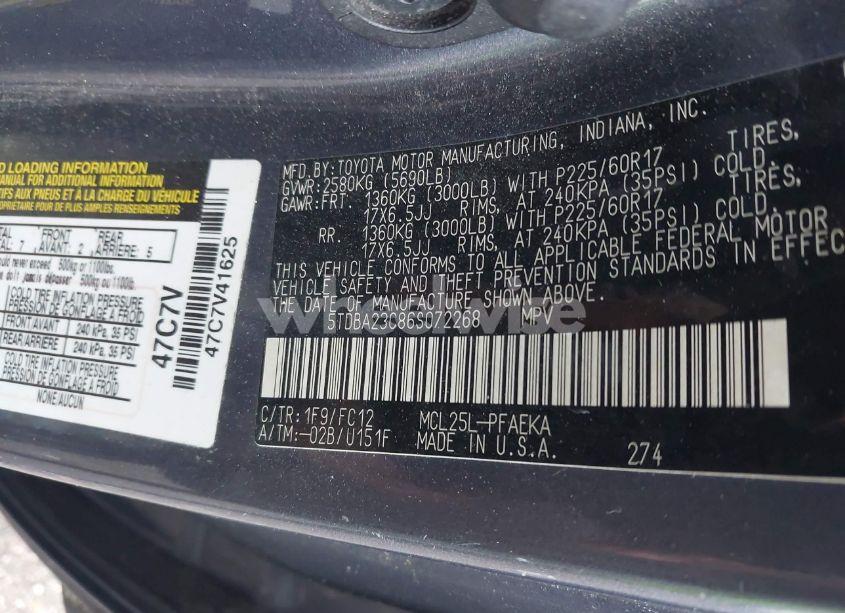 Photo 9 of 2006 Toyota Sienna LE (VIN 5TDBA23C86S072268)