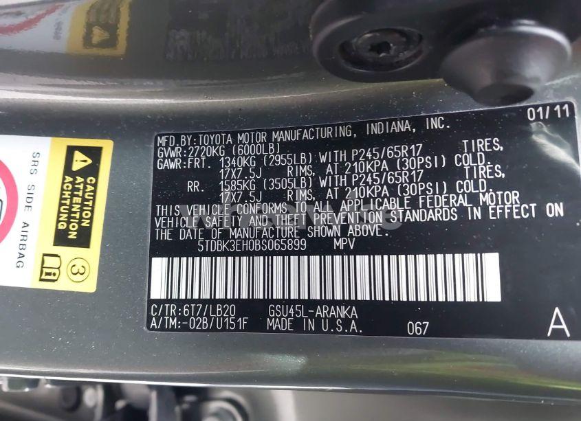 Photo 9 of 2011 Toyota Highlander SE V6 (VIN 5TDBK3EH0BS065899)