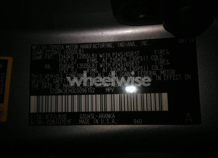 Photo 9 of 2012 Toyota Highlander SE V6 (VIN 5TDBK3EH0CS096152)