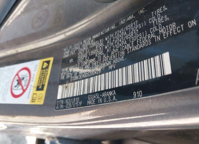 Photo 9 of 2013 Toyota Highlander SE V6 (VIN 5TDBK3EH0DS200429)