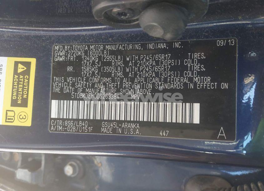 Photo 9 of 2013 Toyota Highlander SE V6 (VIN 5TDBK3EH0DS263384)