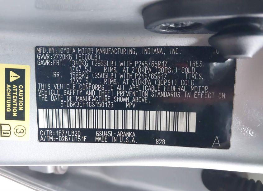 Photo 9 of 2012 Toyota Highlander SE V6 (VIN 5TDBK3EH1CS150123)