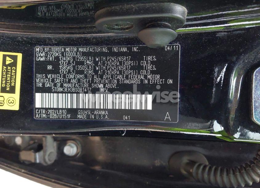 Photo 9 of 2011 Toyota Highlander SE V6 (VIN 5TDBK3EH3BS081417)