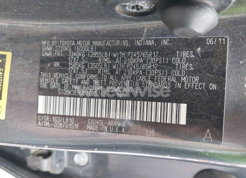 Photo 9 of 2011 Toyota Highlander SE V6 (VIN 5TDBK3EH3BS085242)