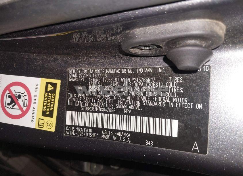 Photo 9 of 2011 Toyota Highlander SE (VIN 5TDBK3EH4BS047888)