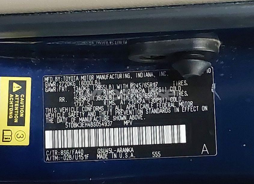 Photo 9 of 2011 Toyota Highlander SE (VIN 5TDBK3EH4BS054937)