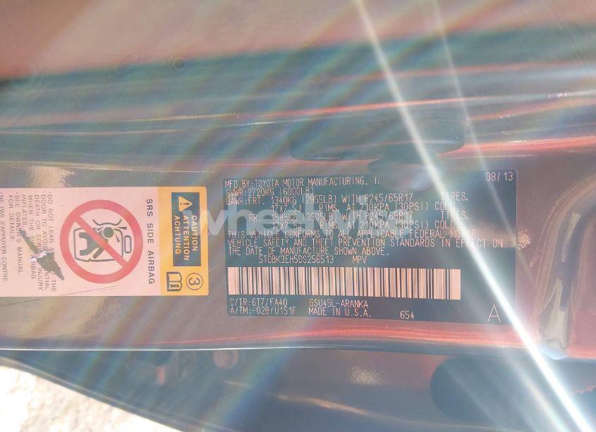 Photo 9 of 2013 Toyota Highlander BASE PLUS V6 (VIN 5TDBK3EH5DS256513)