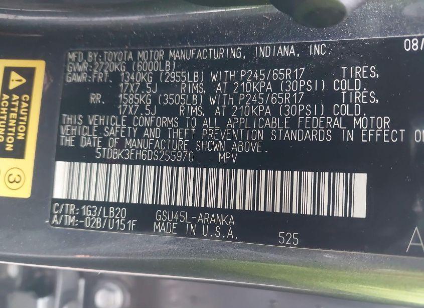 Photo 9 of 2013 Toyota Highlander PLUS/SE (VIN 5TDBK3EH6DS255970)