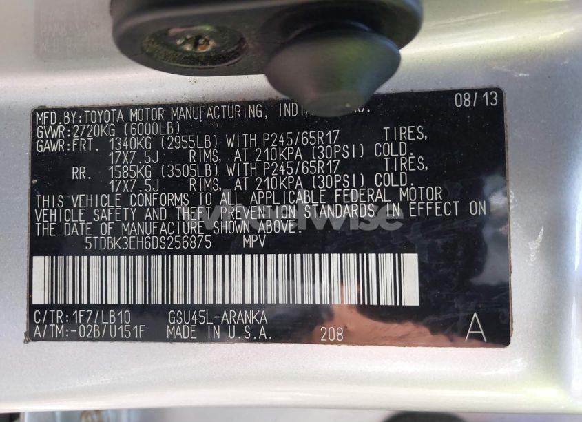 Photo 9 of 2013 Toyota Highlander SE V6 (VIN 5TDBK3EH6DS256875)