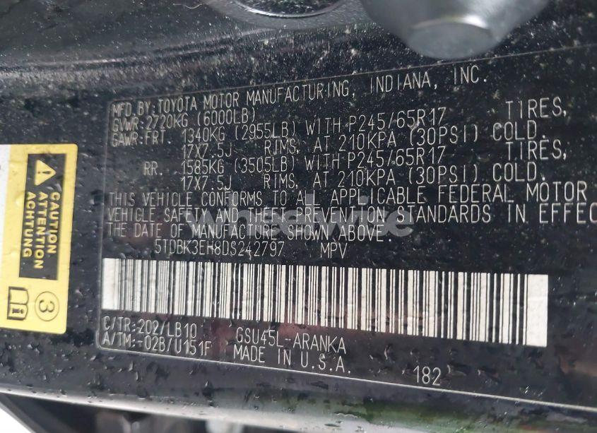 Photo 9 of 2013 Toyota Highlander SE V6 (VIN 5TDBK3EH8DS242797)