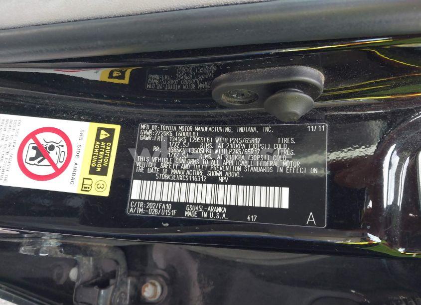 Photo 9 of 2012 Toyota Highlander SE (VIN 5TDBK3EHXCS116312)