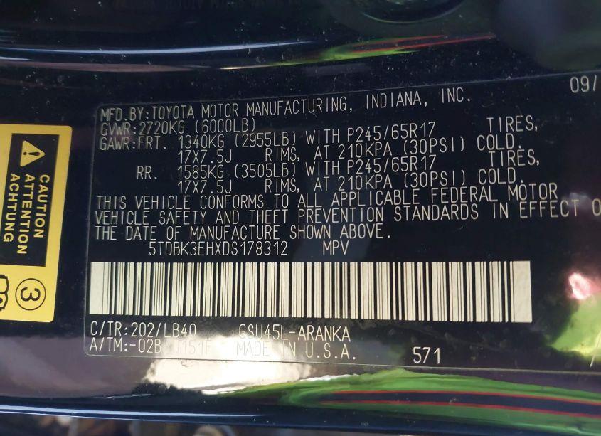 Photo 9 of 2013 Toyota Highlander SE V6 (VIN 5TDBK3EHXDS178312)