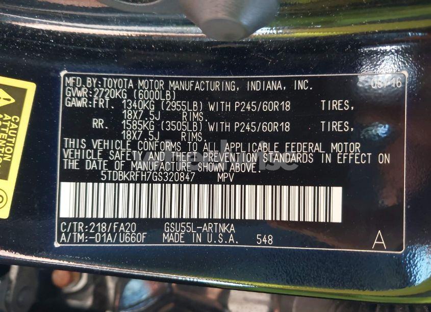 Photo 9 of 2016 Toyota Highlander LE PLUS V6 (VIN 5TDBKRFH7GS320847)