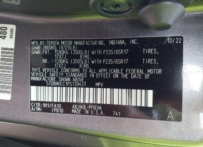 Photo 9 of 2023 Toyota Sienna LE (VIN 5TDBRKEC1PS139431)