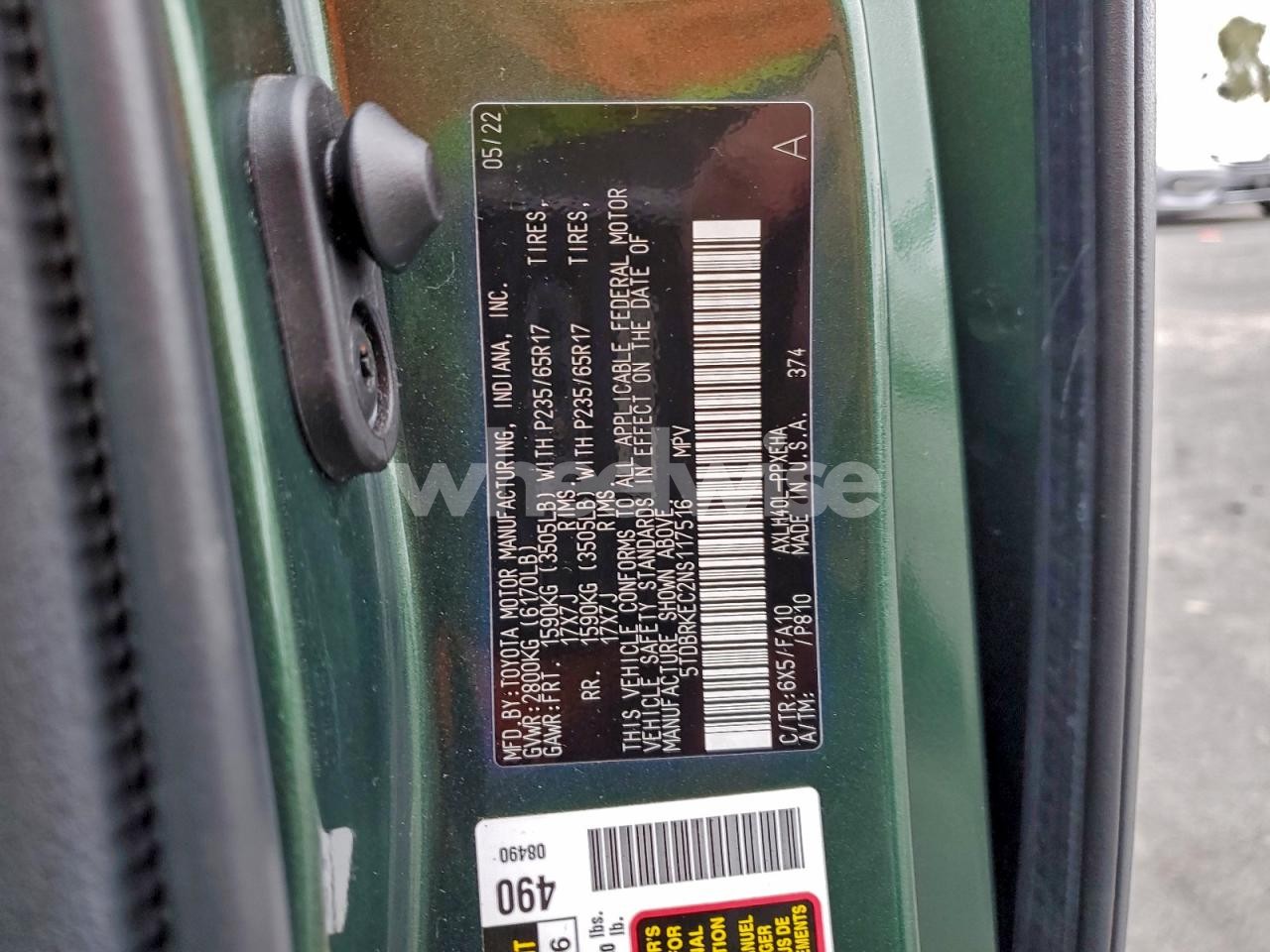 Photo 13 of 2022 TOYOTA SIENNA LE (VIN 5TDBRKEC2NS117516)