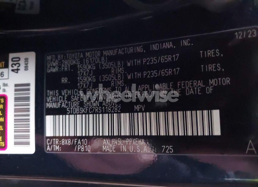 Photo 9 of 2024 Toyota Sienna LE (VIN 5TDBSKFC7RS118282)