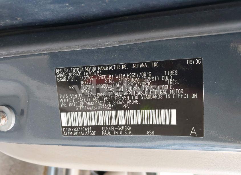 Photo 9 of 2007 Toyota Sequoia SR5 V8 (VIN 5TDBT44A37S279591)