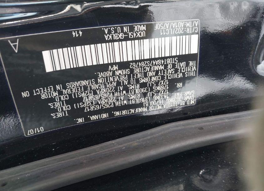 Photo 9 of 2007 Toyota Sequoia LIMITED V8 (VIN 5TDBT48A47S284762)