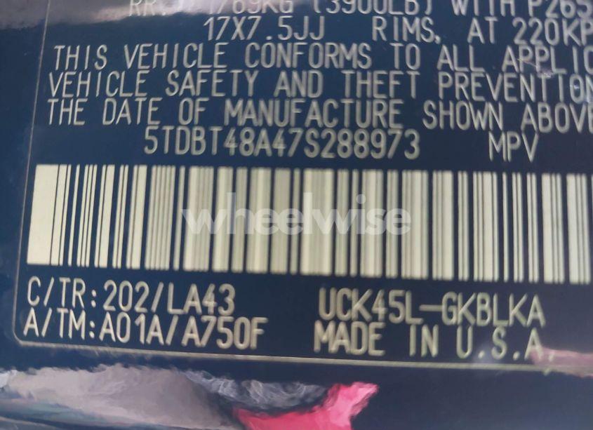 Photo 9 of 2007 Toyota Sequoia LIMITED V8 (VIN 5TDBT48A47S288973)