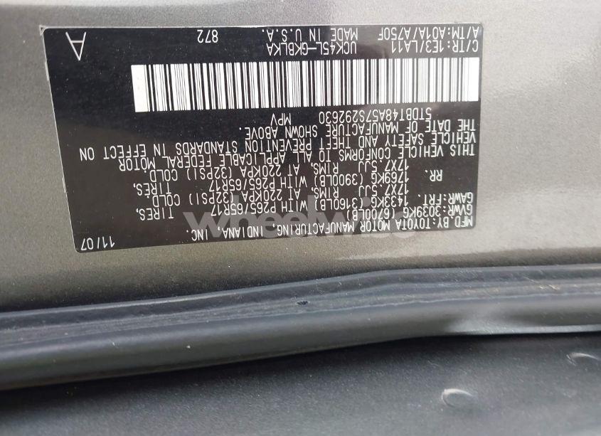 Photo 9 of 2007 Toyota Sequoia LIMITED V8 (VIN 5TDBT48A57S292630)