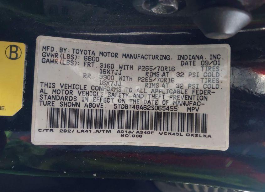 Photo 9 of 2002 Toyota Sequoia LIMITED V8 (VIN 5TDBT48A62S065455)