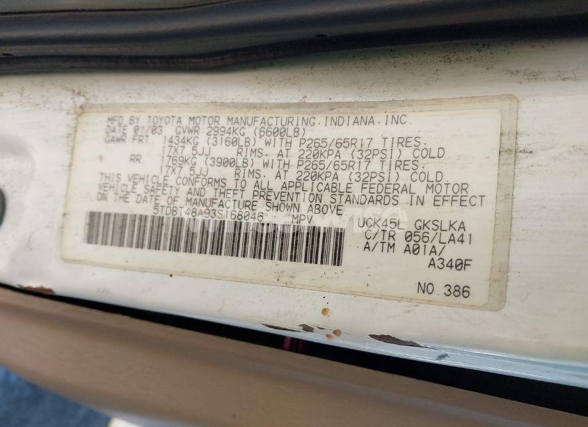 Photo 9 of 2003 Toyota Sequoia LIMITED V8 (VIN 5TDBT48A93S168046)