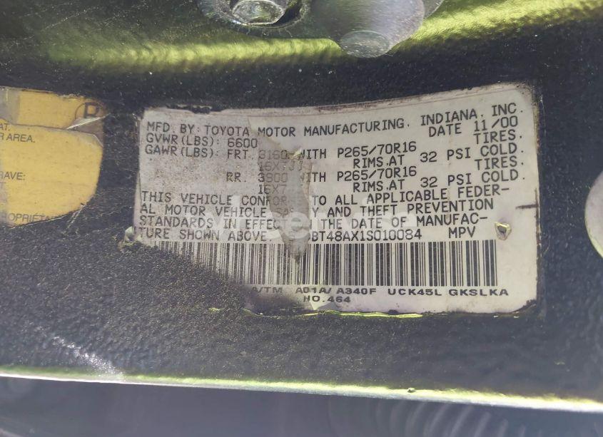 Photo 9 of 2001 Toyota Sequoia LIMITED V8 (VIN 5TDBT48AX1S010084)