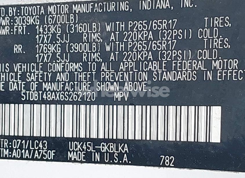 Photo 9 of 2006 Toyota Sequoia LIMITED V8 (VIN 5TDBT48AX6S262120)