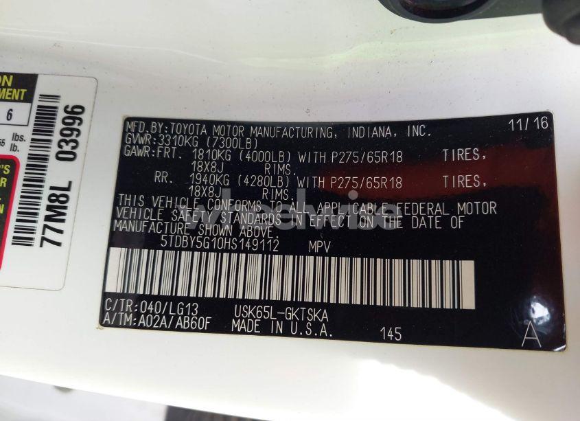 Photo 9 of 2017 Toyota Sequoia SR5 (VIN 5TDBY5G10HS149112)