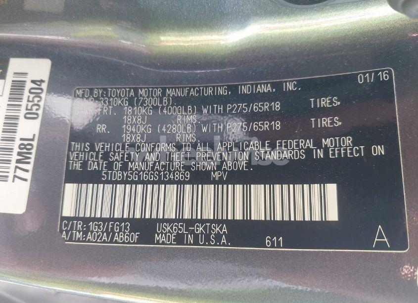 Photo 9 of 2016 Toyota Sequoia SR5 (VIN 5TDBY5G16GS134869)