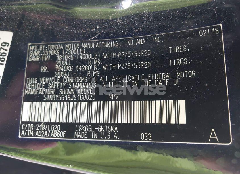 Photo 9 of 2018 Toyota Sequoia TRD SPORT (VIN 5TDBY5G19JS160020)