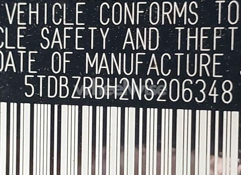 Photo 9 of 2022 Toyota Highlander LE (VIN 5TDBZRBH2NS206348)