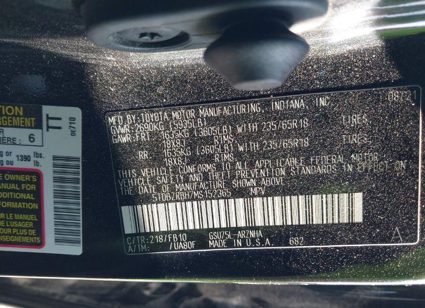 Photo 9 of 2021 Toyota Highlander LE (VIN 5TDBZRBH7MS152365)