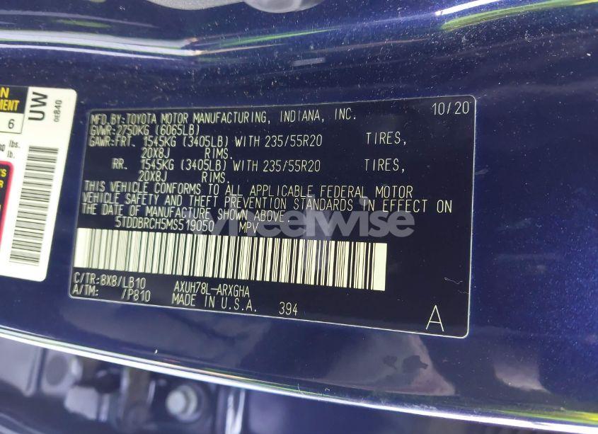 Photo 9 of 2021 Toyota Highlander HYBRID LIMITED (VIN 5TDDBRCH5MS519050)