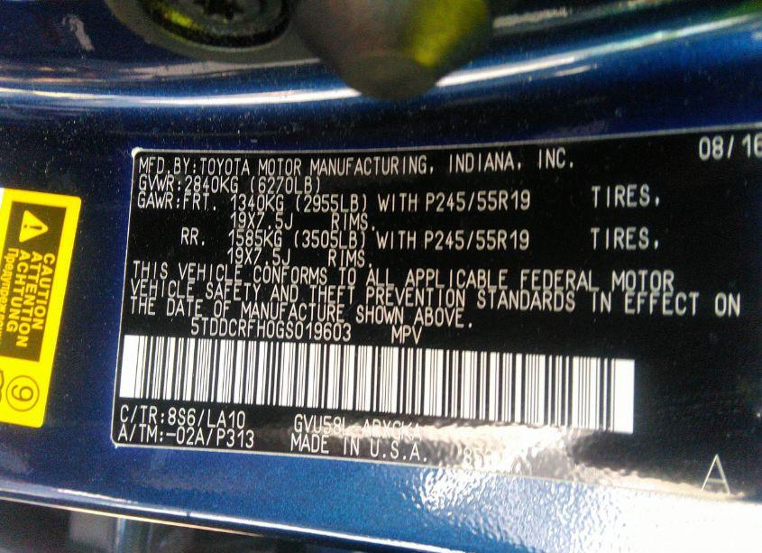 Photo 9 of 2016 Toyota Highlander HYBRID LIMITED (VIN 5TDDCRFH0GS019603)