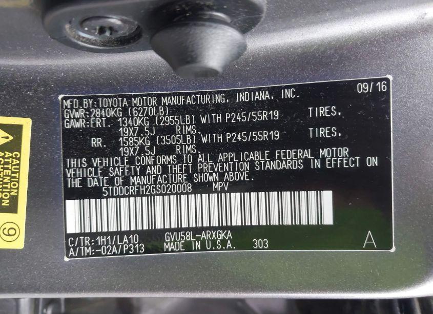 Photo 9 of 2016 Toyota Highlander HYBRID LIMITED (VIN 5TDDCRFH2GS020008)